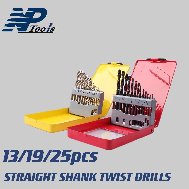13/19/25pcs Straight Shank Twist Drill With Iron Box
